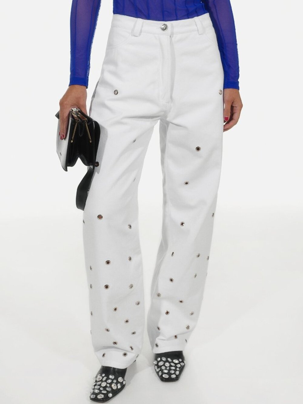 Chakshyn 'Grommet' Straight Leg Eyelet 100% Cotton Jeans Trousers